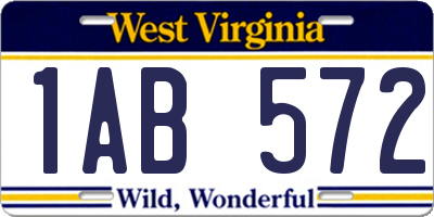 WV license plate 1AB572