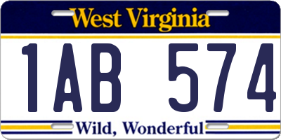 WV license plate 1AB574