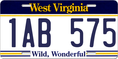 WV license plate 1AB575