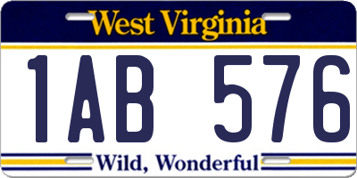 WV license plate 1AB576