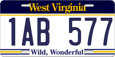 WV license plate 1AB577
