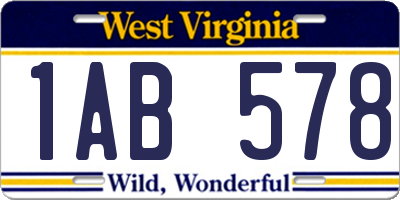 WV license plate 1AB578