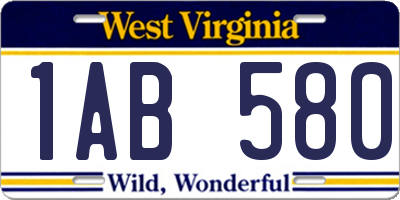 WV license plate 1AB580