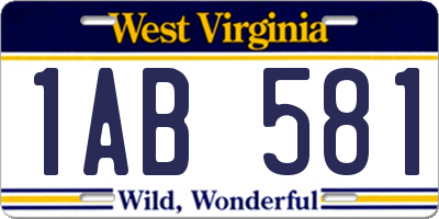 WV license plate 1AB581