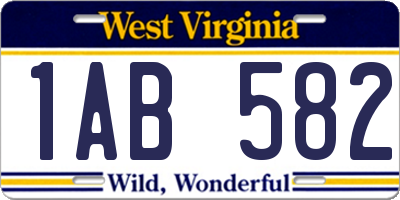 WV license plate 1AB582