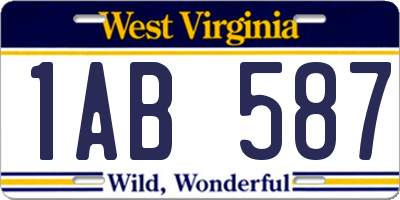 WV license plate 1AB587