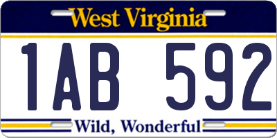 WV license plate 1AB592