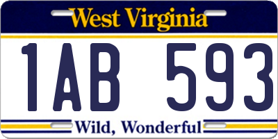 WV license plate 1AB593