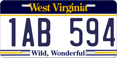 WV license plate 1AB594