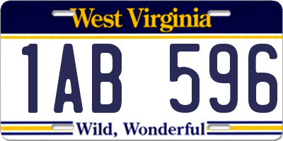 WV license plate 1AB596