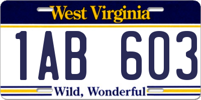 WV license plate 1AB603