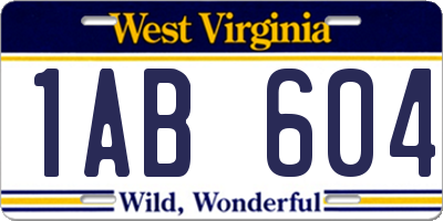 WV license plate 1AB604