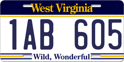 WV license plate 1AB605