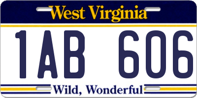 WV license plate 1AB606