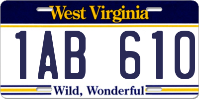 WV license plate 1AB610