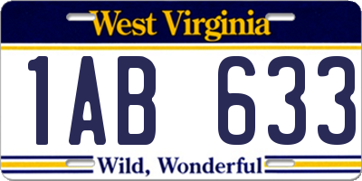 WV license plate 1AB633