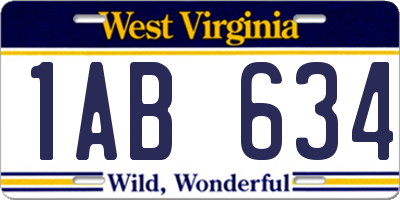 WV license plate 1AB634