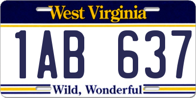 WV license plate 1AB637
