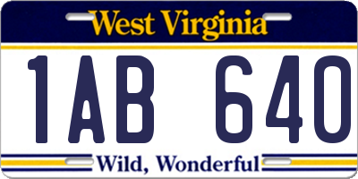 WV license plate 1AB640