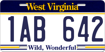 WV license plate 1AB642