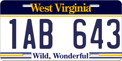 WV license plate 1AB643