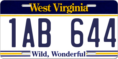 WV license plate 1AB644