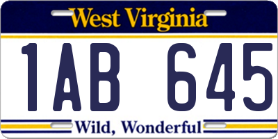 WV license plate 1AB645