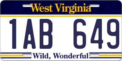 WV license plate 1AB649