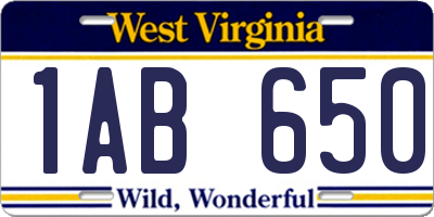 WV license plate 1AB650