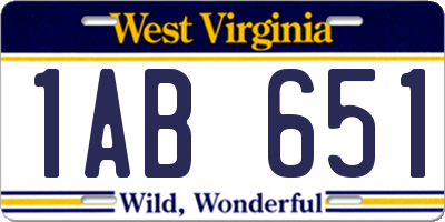 WV license plate 1AB651