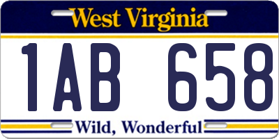 WV license plate 1AB658