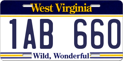 WV license plate 1AB660