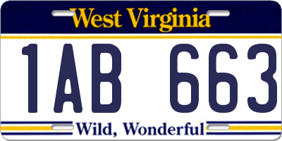 WV license plate 1AB663