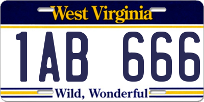 WV license plate 1AB666