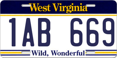 WV license plate 1AB669