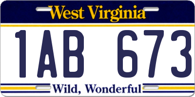 WV license plate 1AB673