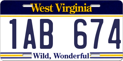 WV license plate 1AB674