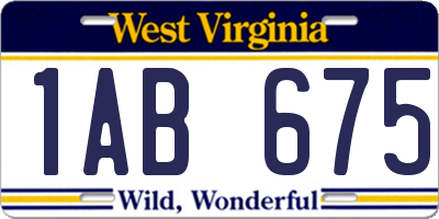 WV license plate 1AB675