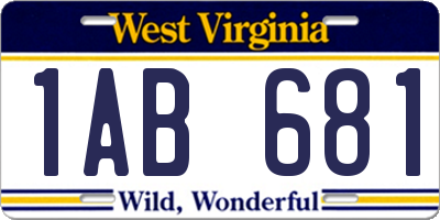 WV license plate 1AB681