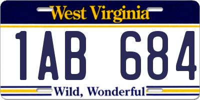 WV license plate 1AB684