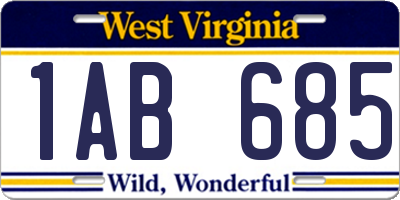 WV license plate 1AB685