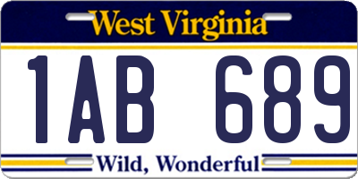 WV license plate 1AB689