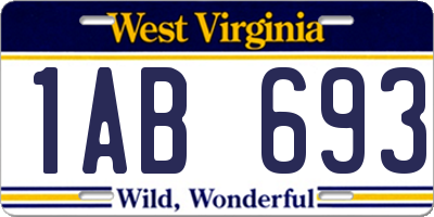 WV license plate 1AB693