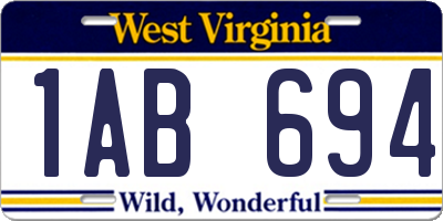 WV license plate 1AB694
