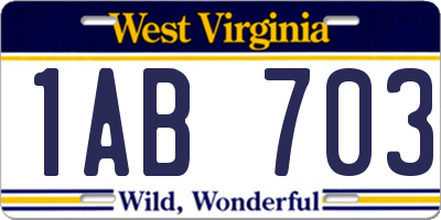 WV license plate 1AB703