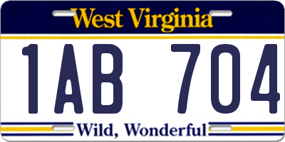 WV license plate 1AB704