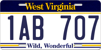 WV license plate 1AB707