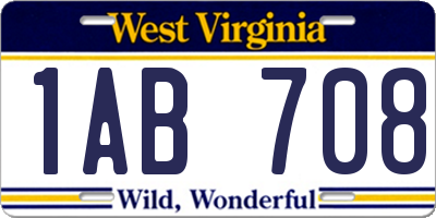 WV license plate 1AB708