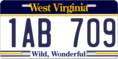 WV license plate 1AB709