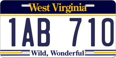 WV license plate 1AB710